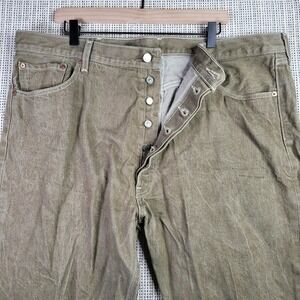 Levis 501 Jeans Mens 44x32 Green Straight Leg Button Fly‎ Denim Pants Classic